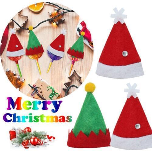 5Pcs/lot Lollipop Christmas Hat Small Mini Candy Santa Claus Cap Decoration Party Baby Children DIY Novelty Toy