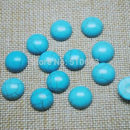 50 Pieces / Lot, Blue Turquoisee Stone Cabonchon DIY beads Accessories Size 16mm Coin Shape