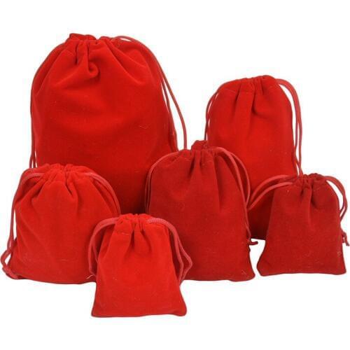 50pcs Varies size red packaging storage bags jewelry gift large small pouch bundle pocket wedding party favor package