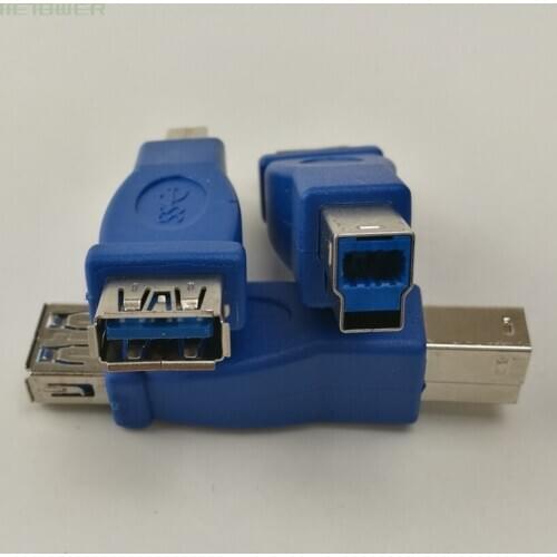 500pcs/lot High Speed USB 3.0 Type A Female To Type B Male Plug Connector Adapter USB3.0 Converter Adapter AF To BM for Camera