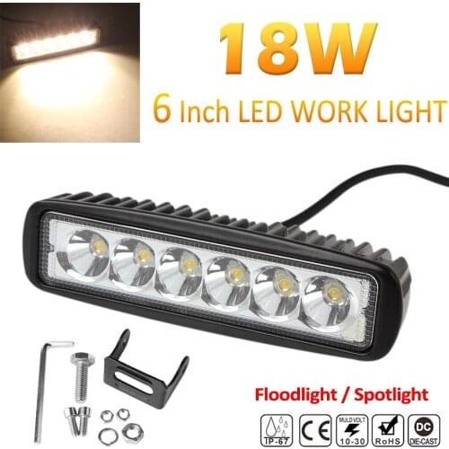 6 Inch 12V / 24V 2000K 2150LM 18W Waterproof LED Work Light Bar Fog Light for Truck / Trailer / SUV / ATV / OffRoad