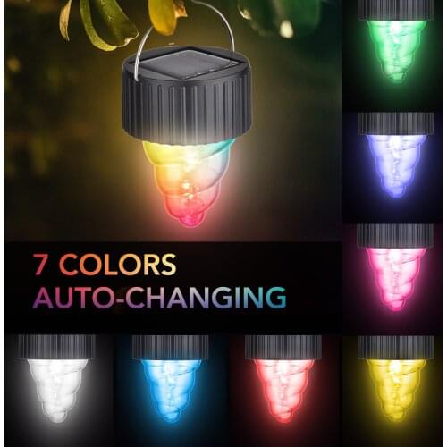 6pcs 7 Color Hanging Solar Lights IP65 Waterproof Solar Powered Lights with Handle and Clip for Garden Patio Backyard