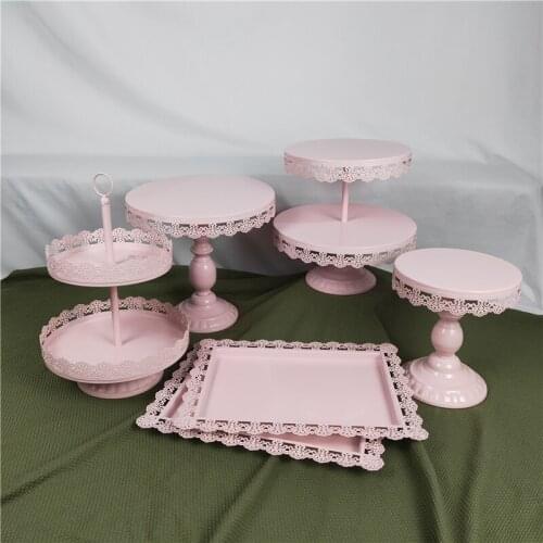 6PCS NEW TYPE WHITE SET CUPCAKE TRAY LACE EDGE CAKE STAND WEDDING OCCASION DECORATION