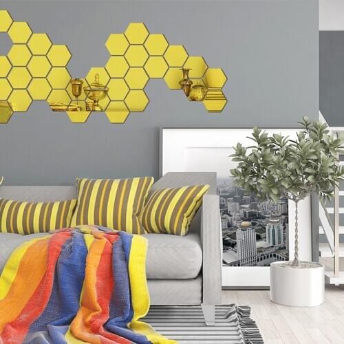1PC 12.6*11*6.3cm Acrylic Mirror Wall Sticker Hexagonal Home Decoration DIY Movable Bedroom Living Room Bathroom Art Decoration