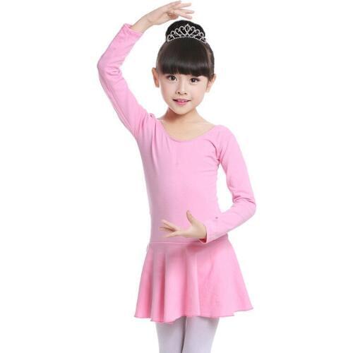 Girls Ballet Dancer Dresses Long Sleeve Leotard Dress Princess Gymnastics Dancing Wear Performance Costumes Clothes