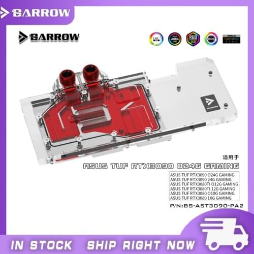 Barrow RTX 3090 3080 GPU Water Block for ASUS TUF 3090/3080 Gaming, Full Cover 5v ARGB GPU Cooler, BS-AST3090-PA