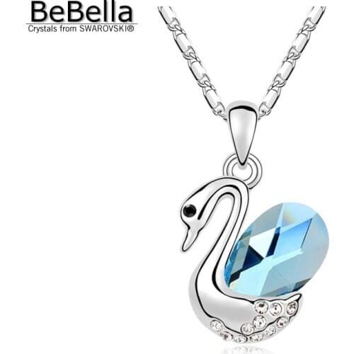BeBella crystal swan pendant necklace fashion jewelry for women made with Crystals from Swarovski women gift
