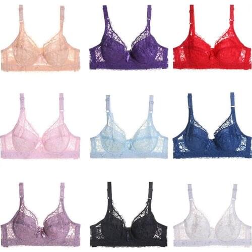 Plus Size Sexy Lace Bras Breathable Push Up Lingerie For Women B Cup Bralette Female Summer Underwear Soft Brassiere Intimates