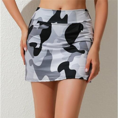 Women High Waist 2 In1 Sport Skorts Camouflage Golf Skirts With Shorts Summer High Waist Cycling Skorts Fitness Women Skirt