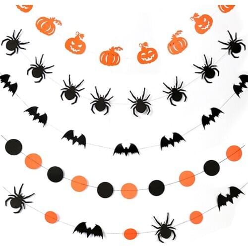 Halloween Pumpkin Bat Spider Honkey Halloween Flower Drawing Flag Hanging Decoration Halloween Supplies