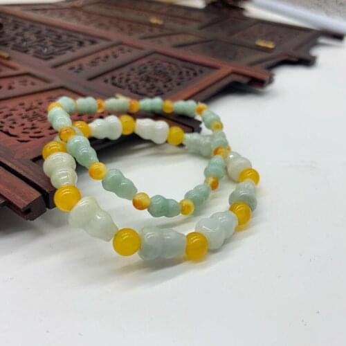 Customized Natural Emerald Gourd Beads Bracelet Adjustable Bangle Charm Jewellery Fashion Accessories Hand-Carved Woman Amulet