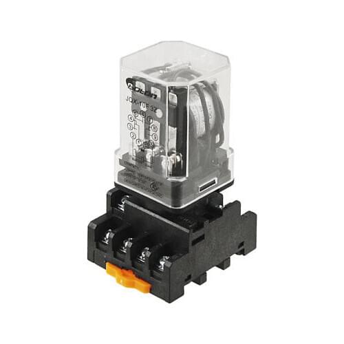 JQX-10F-3Z DC 12V Coil Voltage 3PDT Power Relay 10A w Socket