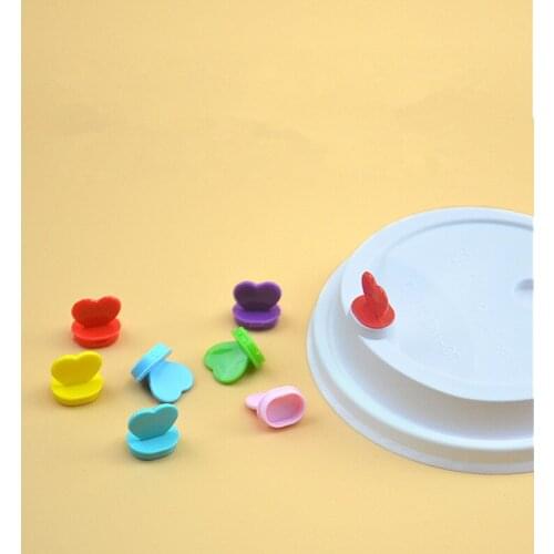 500pcs High quality creative heart shape love stopper PP plastic diy accessories packaging drinking leakproof cup lid stoppers