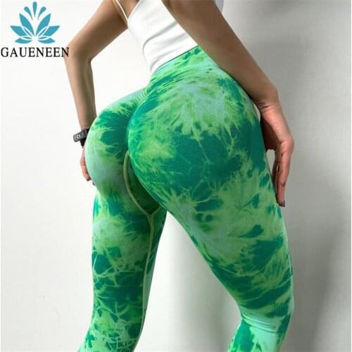 GAUENEEN Tie Dye Yoga Pants Leggings Sport Women Fitness High Waist Sports Tights Dream Running Workout Gym Scrunch Leggings