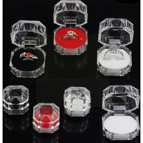 Hot Sale 20Pcs/Lot Transparent Jewelry Package Box Ring Wedding Box Storage Clear Gift Diamond Acrylic Earring Packaging Cr Z7E1