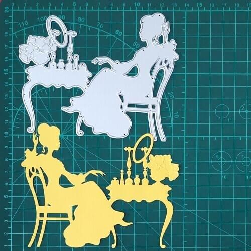 Lady Makeup Cosmetics & Mirror Metal Cutting Dies For Stamps Scrapbooking Stencils DIY Paper Album Card Decor Embossing 2020 New