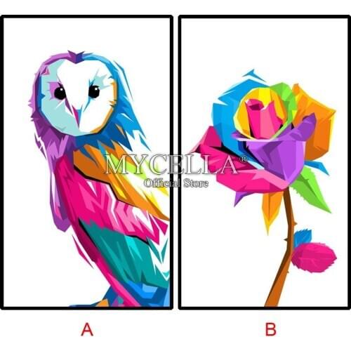 Needlework 5d Diy Diamond Painting Cross Stitch Kits Cartoon Owl And Rose Flowers Full Round Drill Diamond Embroidery Home Decor