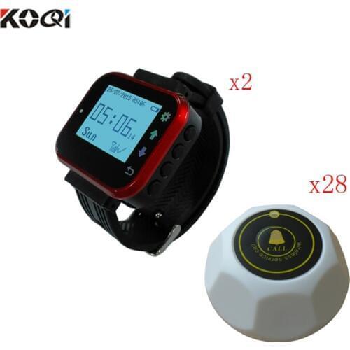 New Alpha Wireless Waiter Calling System Good Supplier Smart Watch Receiver With Table Call Button(2 watch+28 call button)