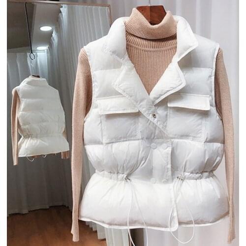 New Spring Autumn Ultra Light Sleeveless Down Jackets Fashion Women Vest 90% White Duck Down Waistcoat
