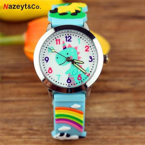 New arrived boys dinosaur dial quartz watch children simple design luminous hands silicone wristwatch best gift for kids clock