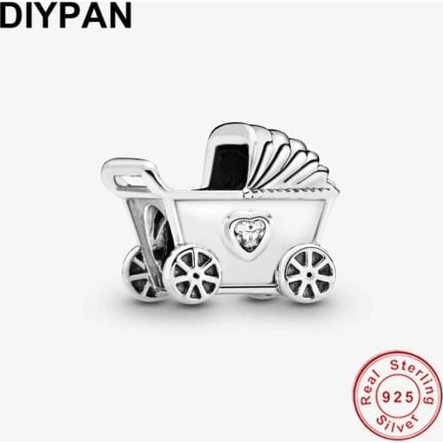 Fit Original Pandora Charms 925 Silver Bracelets Baby Pram Charm Beads For Women Jewelry Making Berloque