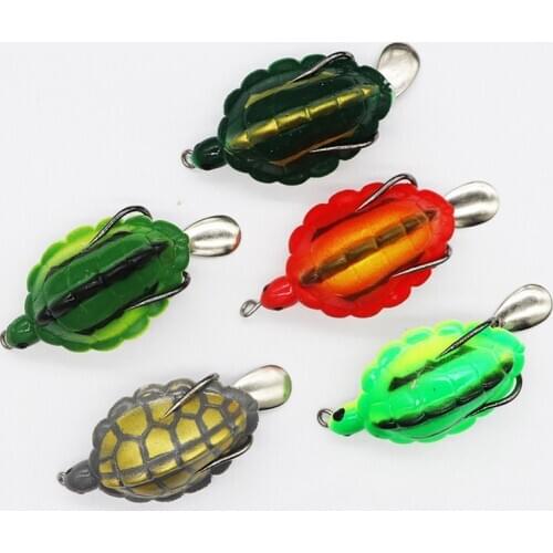 New Design 6cm 13g Soft Ray Frog Lures Simulation Tortoise Soft Bait With Double Barbed Hooks Frog Snakehead Lure Fresh Water