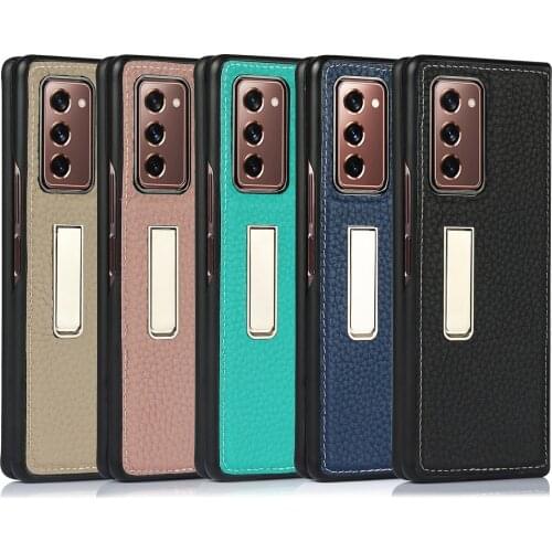 Super Luxury Fahsion 100% Genuine Leather Case Cover With Stand Holder For Samsung Galaxy Z Fold 2 W21 5G Shockproof Phone Cases
