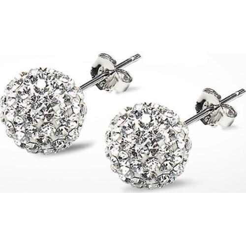 Earrings Super flash gem stud ear rings 6mm 8m 10 shambhala explosion ball ornaments gem Clear Gem Crystal
