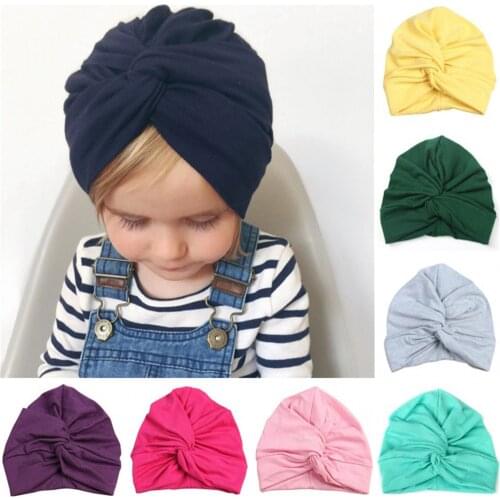Newest Cute Baby Hat Cotton Soft Turban Knot Girl Summer Hat Bohemian style Kids Newborn Cap for baby girls #W0