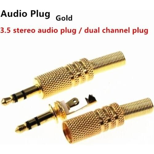 5pcs 3.5mm Plugs Gold Plated Musical Speaker Headphone Jack Connectors