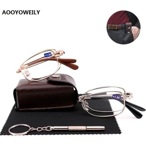 Folding Reading Glasses Men Women Foldable Metal Presbyopic Glasses Diopter +1.0 1.5 2.0 2.5-4.0 Vintage Hyperopia Eyeglasses