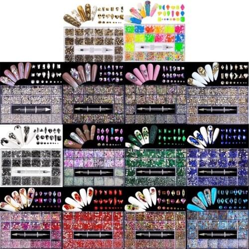 Swarovsky Crystal AB 3D Flatback Glass Nail Art Rhinestones Fancy Shaped Crystals Stones for DIY Nails Art Decorations