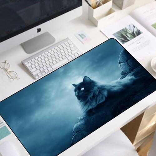 Dark Blue and Black Kitten Rgb with Usb Interface Mouse Pad Anime Gaming Player Desk Pad Office Keyboard and Mouse with Mousepad