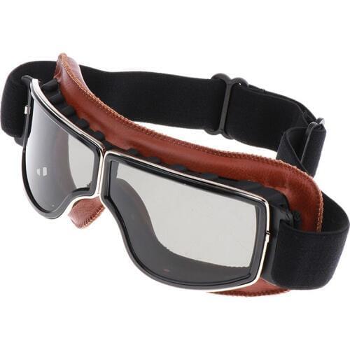 1 Pcs Universal Vintage Motorcycle Goggles Pilot Motorbike Scooter Biker Glasses Helmet Goggles For Harley ABS Frame PC Lens