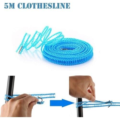 Windproof 5m Clothesline Adjustable Strength Nylon Durable Anti Slip Drying Clothes Hangers Rope Drying Washing Line Laundry