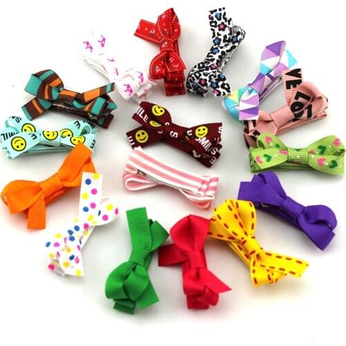 10Pcs 2"baby girl Ribbon bows Leopard Flower Print Newborn Small Bow Hairpin Children Hair Clips girls Bow knot hair accessories