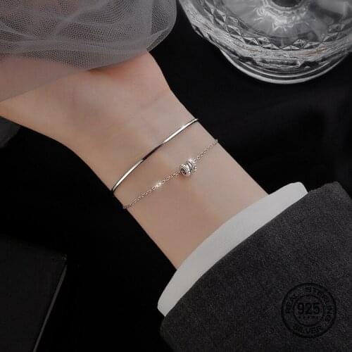 Women Bracelet Zircon Small Waist Double Layer Chain Simple Circle Summer Bangles Delicate Adjustable Size Female Party Jewelry