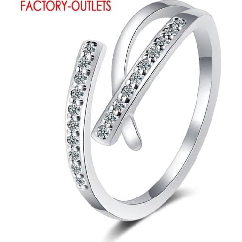 Authentic 925 Sterling Silver Geometric Elements Finger Rings For Women Engagement Statement Jewelry Simple Style Crystal Rings