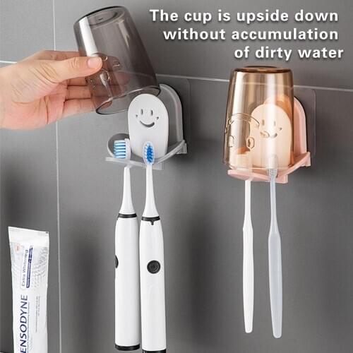 Toothbrush Rack Free Punching Wall-Mounted Bathroom Simple Wall-Mounted Dental Cup Holder