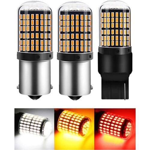1PC 1156 BA15S P21W BAU15S PY21 LED Bulbs 3014 144smd led CanBus No Error T20 7440 W21W led lamp For Turn Signal Light No Flash