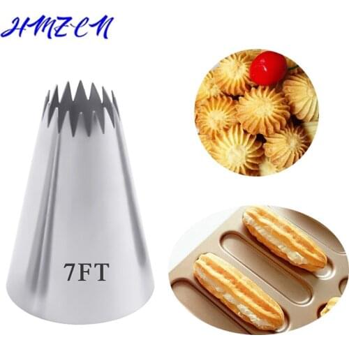 1PCS #7FT Stainless Steel DIY Icing Piping Tips Cupcake Cake Cream Piping Nozzle Cookie Parsty Fondant Cake Decorating Tools