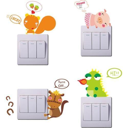 10 designs Lovely Animals Dark Light Switch Sticker Children Room Home Decor Nursery Room Decoration Bedoom Kids Room Decor