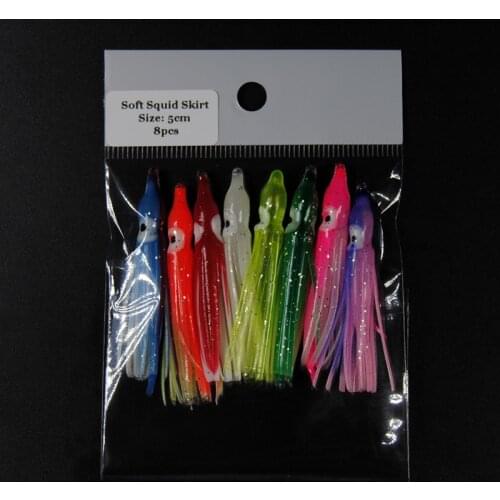 100Bags=800Pcs 5cm Soft Squid Skirt Lure Octopus Bait Lures Rubber Tubes Saltwater Fishing Tackle Wholesale Mix Color