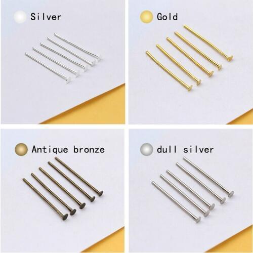 16/18/20/22/26/30mm Silver Gold plated Earrings Findings Bracelet Necklace Beads Connector Accessories Flat Head Pins Needles