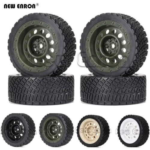 4Pc Plastic Wheel Rim Rubber RC Tires 3mm Offset For 1/10 RC Car On Road Rally Racing HSP HPI Redcat Tamiya Kyosho Sakura Himoto
