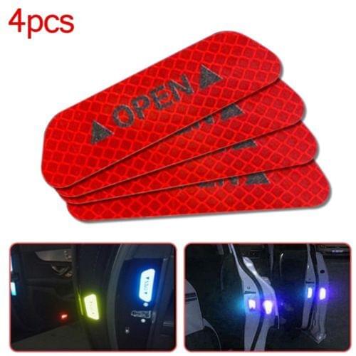 4pcs Car sticker Door Safety Warning Reflective Stickers Fluorescent Car Reflective Strips Warning Stickers
