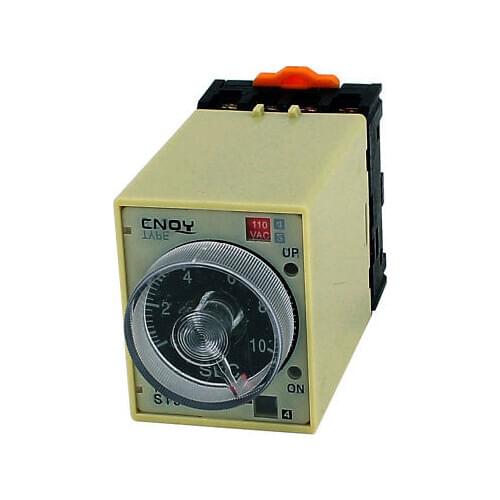 AC 110V ST3PA-B DPDT 8 Terminals 0-10 Seconds Adjustable Delay Timer Time Relay