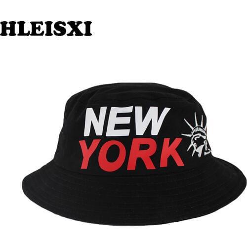 HLEISXI Brand Top Fashion Women Sun Bucket Hat Caps Men Fishing Hats Letter Cotton Cap Fireman Two Colors Bonnet Sale
