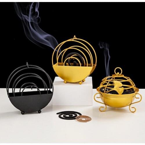 Mosquito Coil Holder Exquisite Nordic Style Anti-fly Ash Incense Burner with Lid for Home