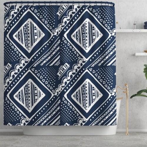 Home Blue and White Shower Curtain Polyester Bathroom Decoration Tapestry Abstract Digital Printing Waterproof Cloth 180*180cm